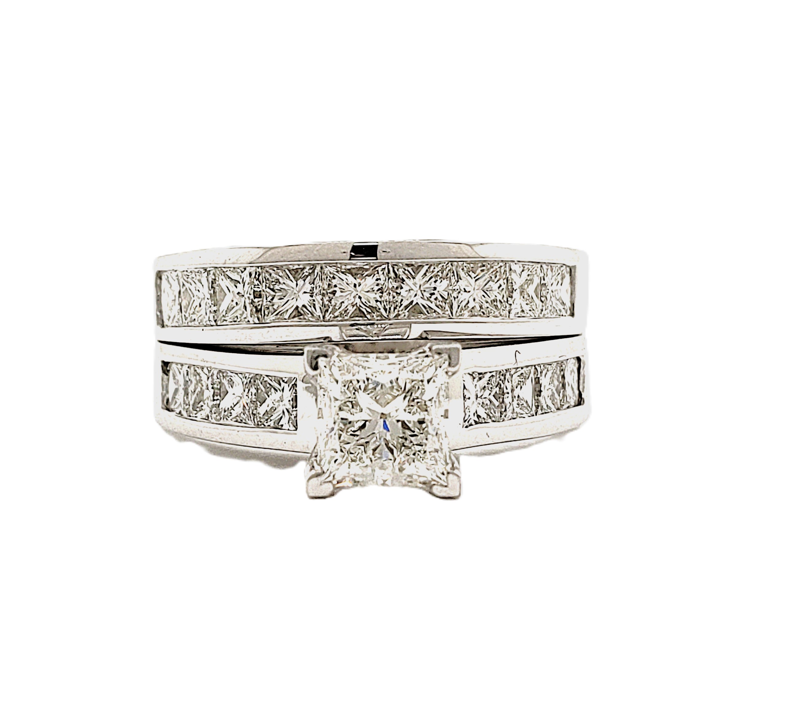 Princess Cut Diamond Chanel Set Bridal Set